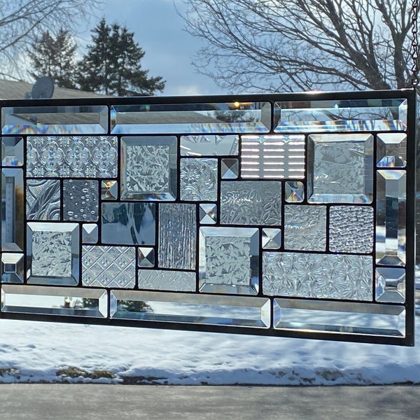 Stained Glass Panel / Clear Glass Panel / Geometric Design