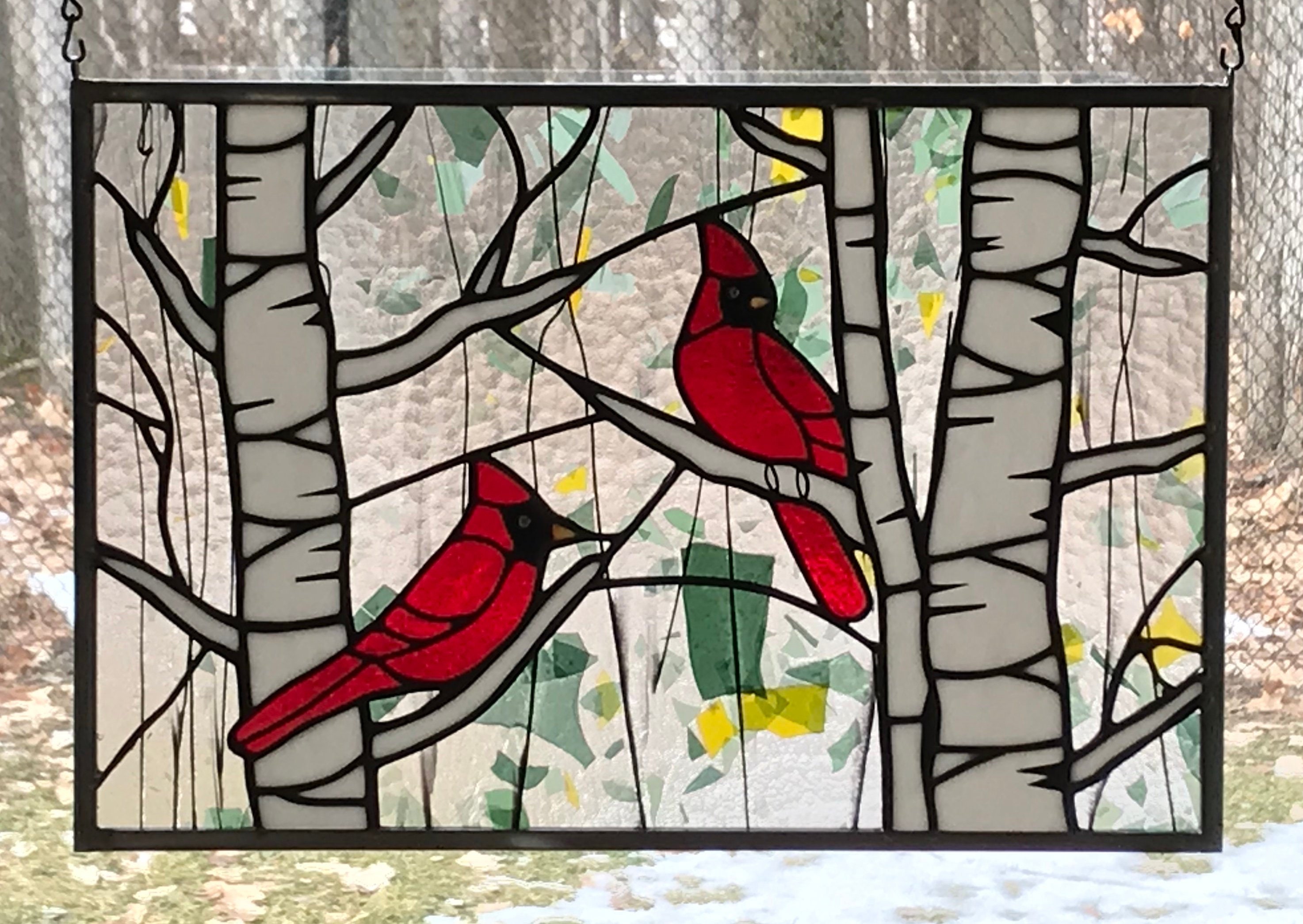 Cardinal Stained Glass Panel Etsy