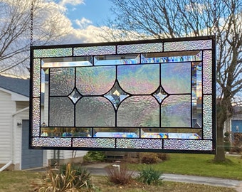 Stained Glass Panel / Star Bevels & Iridescent Glass