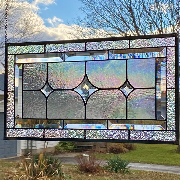 Stained Glass Panel / Star Bevels & Iridescent Glass