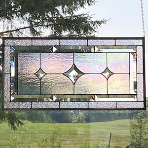 Panel de vidrio de colores / Biseles de estrella O Bisel de diamante y vidrio iridiscente