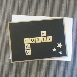 Carte de 40e anniversaire masculin, carte de 40e anniversaire féminin, effet Scrabble LIVRAISON GRATUITE