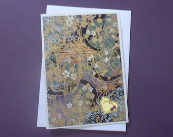 Japanese Chiogami All Occasion Card, FREE SHIPPING