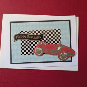 Vintage Racing Car Birthday Card FREE SHIPPING