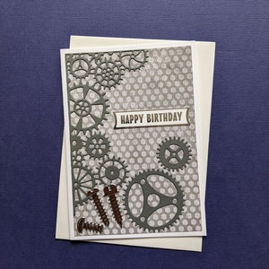 Gears and Screws Men's Birthday Card, FREE SHIPPING