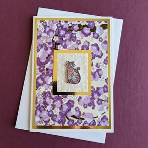 Cute Cat Chiyogami Blank Card, FREE SHIPPING