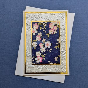 Cherry Blossom Chiyogami-kaart, blanco voor alle gelegenheden GRATIS VERZENDING