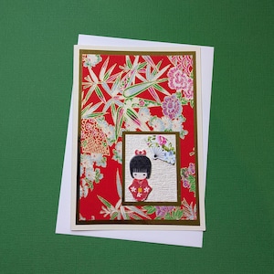 Carte japonaise Chiyogami pour toutes les occasions, carte d'anniversaire pour fille avec une fille Geisha. LIVRAISON GRATUITE