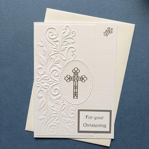 Zilveren en witte doopkaart, baby doopkaart GRATIS VERZENDING