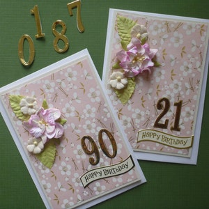 Carte d'anniversaire numéro personnalisé floral, livraison gratuite