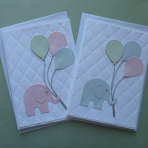 Nieuwe babykaart, babyolifantkaart in roze of blauw GRATIS VERZENDING