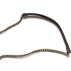 1 Leder- und Kettenriemen für Taschen, Taschengriffe aus braunem Leder, 1,12 Meter, bronzefarbene Kettenschultergriffe zum Herstellen von Geldbörsen, Geldbörsenriemen