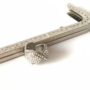 1x silver metal purse frame with sewing holes 20 cm, 7.87 inches, supplies, big purse frame, handbag making supply, bright decoration frame