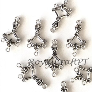 8x wisiorki złącza, srebrne kolczyki 27 mm urok złącza, linki do biżuterii, wisiorek do naszyjnika, czeski kwiat link do biżuterii