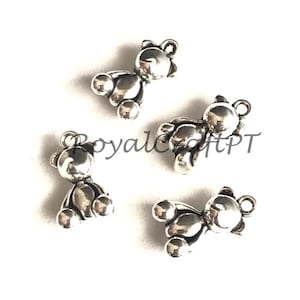 4x teddy bear, 18 mm silver bear 3D charm, bear toy charms, kids charms, newbork jewelry, toy supplies for jewelry, cuttest children charms