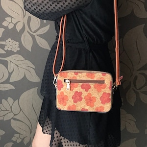 Cork handbag for women, cork bag, vegan bag, natural materials, eco bag, leather bag, flowers cork bag for women, casual leather clutch