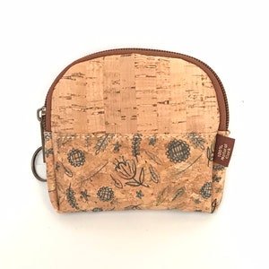 Cork wallet, vegan wallet, cork bag, womens eco-friendly wallet with place for cards and coins, flowers pattern, portuguese cork wallet