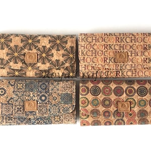 Portefeuille en liège, sac en liège portefeuille végétalien, portefeuille écologique pour femmes avec place pour cartes et pièces de monnaie, motif talavera, portefeuille en liège à carreaux portugais