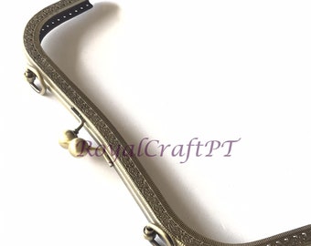 1x bronze metal purse frame with sewing holes 27 cm, purse frame supplies, big purse frame, handbag making supply, grandma clasps