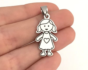 Baby girl, daughter pendant stainless steel, guardian angel pendant, mother of a girl supply, newborn necklace supplies, little angel charm