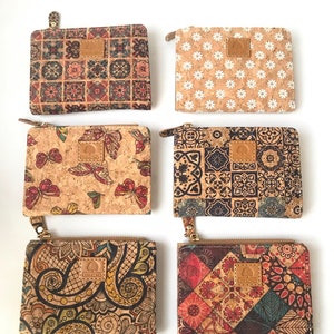 Portefeuille en liège, portefeuille vegan, sac en liège, portefeuille écologique pour femme avec emplacement pour cartes et pièces, motifs variés, portefeuille portugais en liège