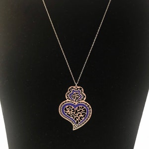 Portuguese filigree necklace, Viana&#39;s heart pendant Portugal, portuguese traditional jewelry with heart, Filigrana, everyday simple necklace