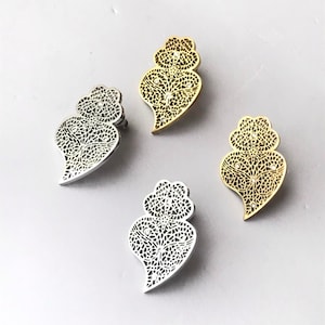 Pendientes de corazones de Viana, pendientes de filigrana portuguesa, filigrana tradicional Portugal corazón de Viana, pendientes Love acero inoxidable