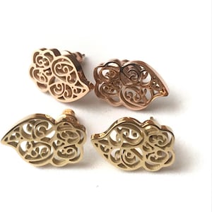 Viana&#39;s hearts earrings, portuguese filigree earrings, traditional filigree Portugal heart of Viana, Love earrings stainless steel