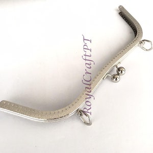 1x silver metal purse frame with sewing holes 27 cm, purse frame supplies, big purse frame, handbag making supply, grandma clasps