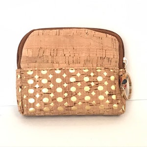 Portefeuille de liège, portefeuille végétalien, sac de liège, portefeuille éco-amical de femmes avec place pour des cartes et des pièces de bronze modèle lumineux, portefeuille portugais de liège