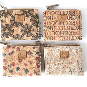 Cork wallet, vegan wallet, cork bag, womens eco-friendly wallet with place for cards & coins, various patterns, portuguese cork wallet