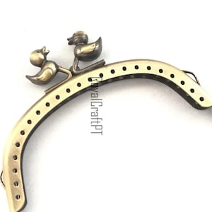 1 bronze metal purse frame with sewing holes 10.5 10,5 cm, bird decoration, coin purse frame, ducks metal purse frame, duck decoration