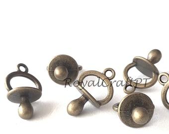 6x Baby Pacifiers Charms, Bronze soother charm, baby binky charm, newborn charms, mother charms, recent mother jewelry, mom to be charms