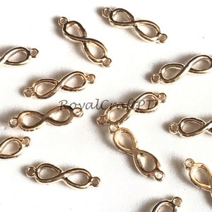14x Infinite symbol connector charms, 21 mm gold forever love symbol, infinite luck charm, mask connector charm, infinite love supplies