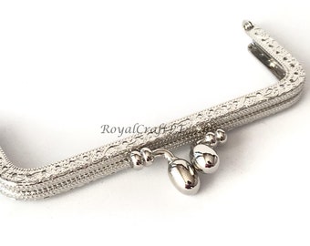 silver metal purse frame with sewing holes 12.5 cm 12,5 cm 4.9 inches, coin purse frame, simple purse clasps, grandmother's purse frame