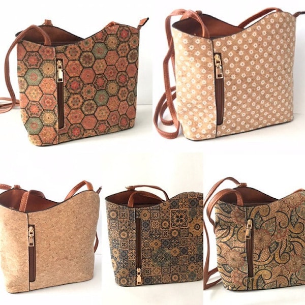 Cork handbag for women, cork bag, vegan bag, natural materials, eco friendly bag, leather bag, shoulder tote bag, tribal leather handbag
