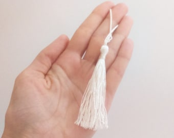Tassel suplies, quality white tassels, tassels for jewelry necklaces, big tassel pendant, 8cm 3.15 in, thread tassel, x5, color full tassels