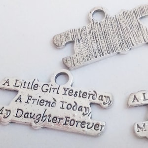 3x colgante de plata 34 mm suministros de encanto, Una niña ayer, un amigo hoy, mi hija para siempre, declaración de amor, amor para siempre pendand
