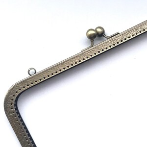 1x bronzen metalen tasframe met naaigaten 27 cm, 10,63 inch, benodigdheden, groot tasframe, handtas maken levering