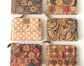 Cartera de corcho, bolso de corcho, cartera vegana, cartera ecológica de mujer con lugar para tarjetas y monedas, cartera de corcho portuguesa