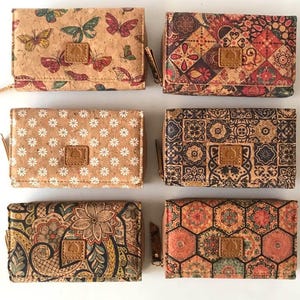 Cork wallet, vegan wallet, cork bag, womens eco-friendly wallet with place for cards and coins, portuguese cork wallet