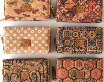 Cork wallet, vegan wallet, cork bag, womens eco-friendly wallet with place for cards and coins, portuguese cork wallet
