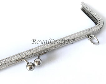 1x silver metal purse frame with sewing holes 30 cm, 11.81 inches, supplies, big purse frame, handbag making supply