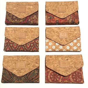 Portefeuille en liège, portefeuille végétalien, sac en liège, portefeuille écologique pour femmes avec place pour cartes et pièces de monnaie, portefeuille en liège portugais