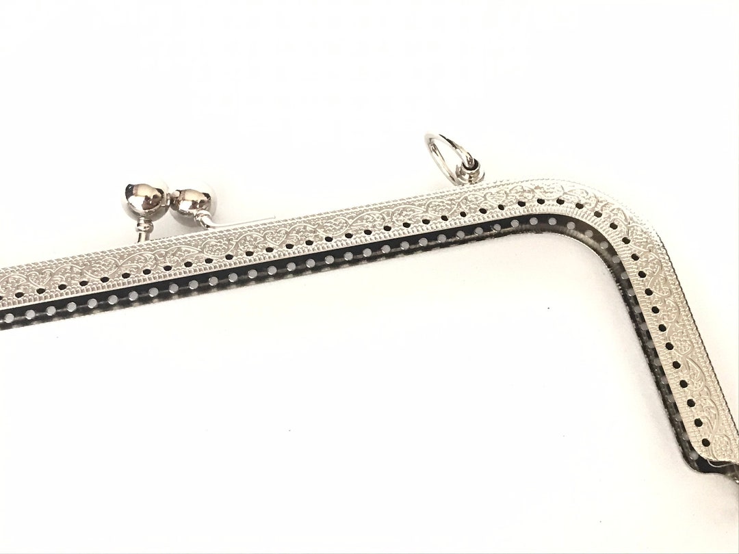 1x Silver Metal Purse Frame With Sewing Holes 24 Cm, 9.45 Inches