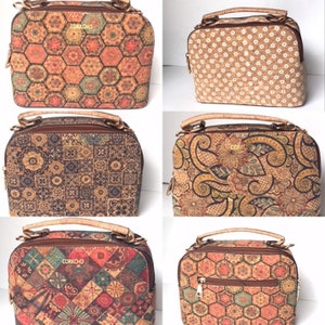 Bolso de corcho para mujer, bolso de corcho, bolso vegano, materiales naturales, bolso eco amigable, bolso de cuero, bolso de hombro, bolso de cuero de flores étnicas