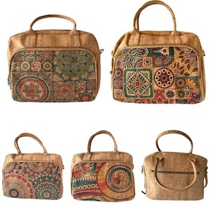 Cork handbag for women, cork bag, vegan bag, natural materials, eco friendly bag, leather bag, shoulder bag, natural cork pattern handbag