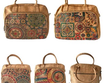 Cork handbag for women, cork bag, vegan bag, natural materials, eco friendly bag, leather bag, shoulder bag, natural cork pattern handbag