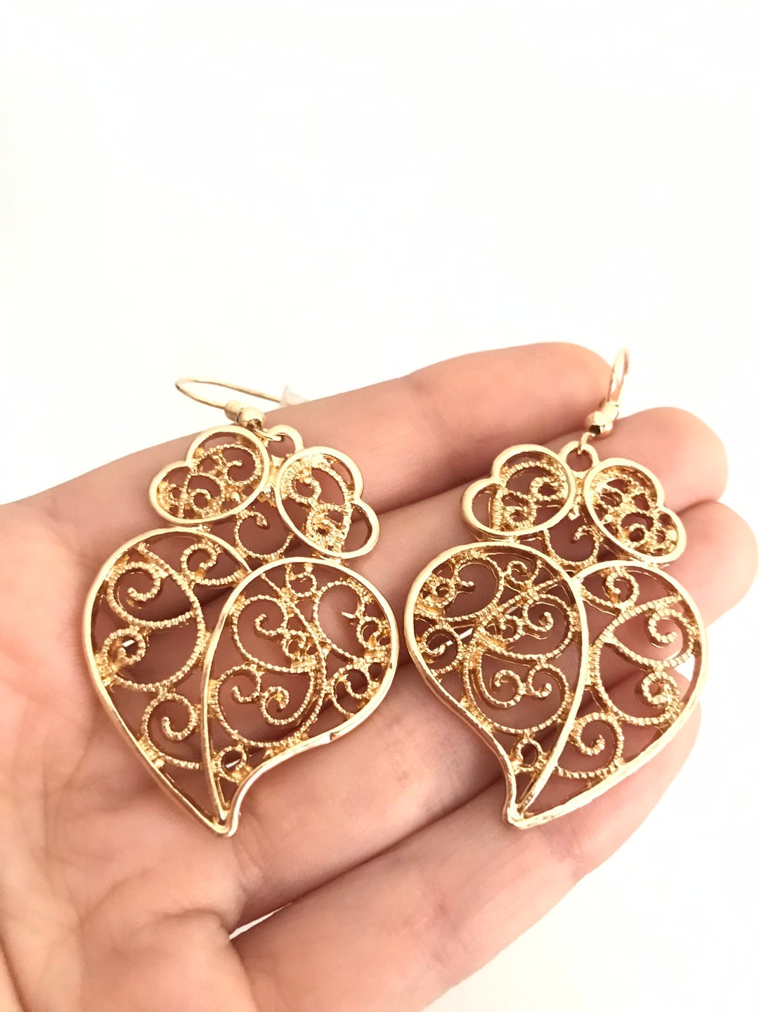KRFY Argento 925 Orecchini in Filigrana Orecchini18K Oro Placcato Lpoallergenico Cuore Ball Leverback Orecchini pendenti di Goccia di Cuore per le Donne