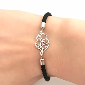 Filigree pendant bracelet, viana's heart, black filigree bracelet, Portugal, heart of viana jewelry, flower bracelet, adjustable bracelet